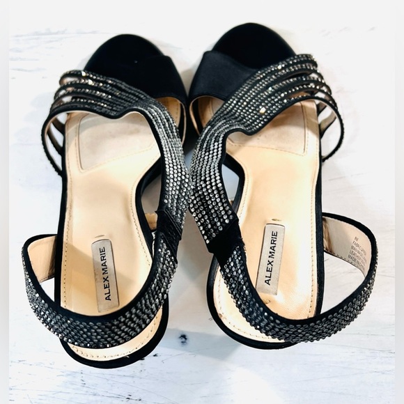 Alex Marie NEW Rhinestone Strap Heel Sandals, Black, Size 8 - Picture 4 of 7